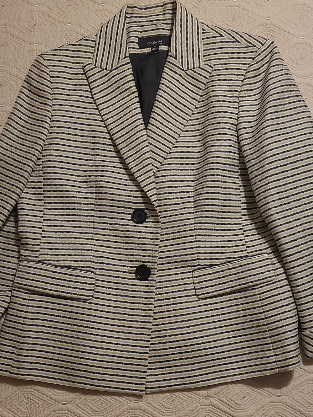 Jones New York Lt.Green and Blue Striped Blazer Size 14